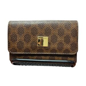 Vintage Celine Macadam Canvas 6 Key Holder Case Wallet Brown Leather Italy Auth